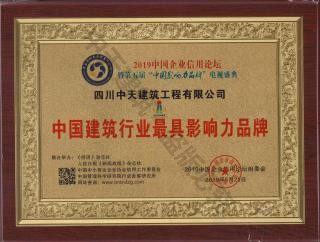 2019中國(guó)建筑行業(yè)最具影響力品牌